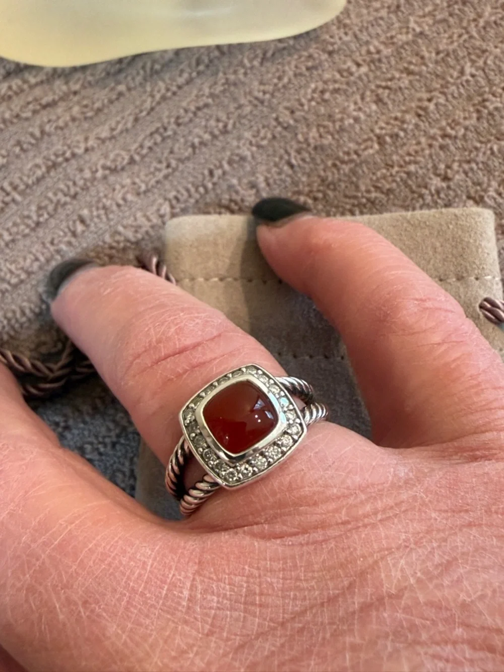 David Yurman RARE! Carnelian Petite Albion Ring 7mm size 6